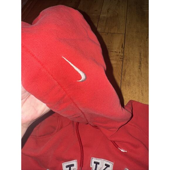 Vintage Nike Silver Tag Embroidered Swoosh Hoodie Red Large 22x27 - Picture 4 of 6